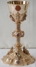Solid silver gilt antique French Gothic Chalice.